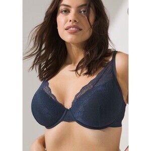 Soma Lightest Lift Navy Blue Lace Plunge Underwire Bra Size 38D